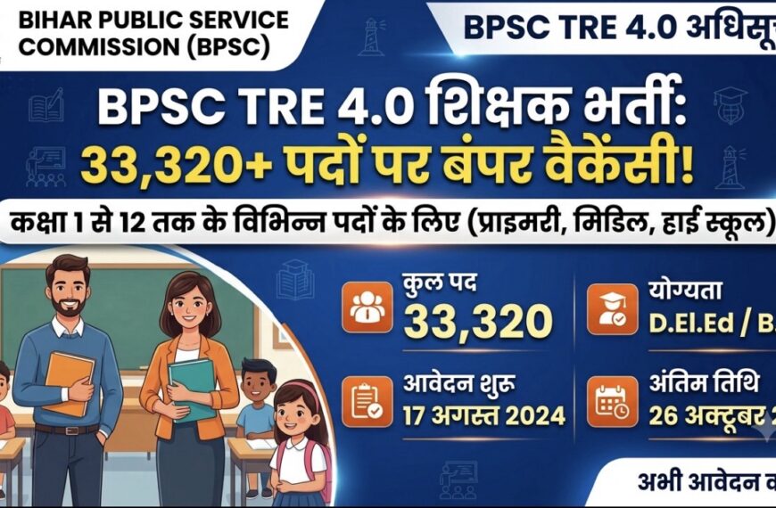 BPSC TRE 4.0: 33,320 शिक्षक पदों पर बहाली, 26 अक्टूबर तक करें आवेदन